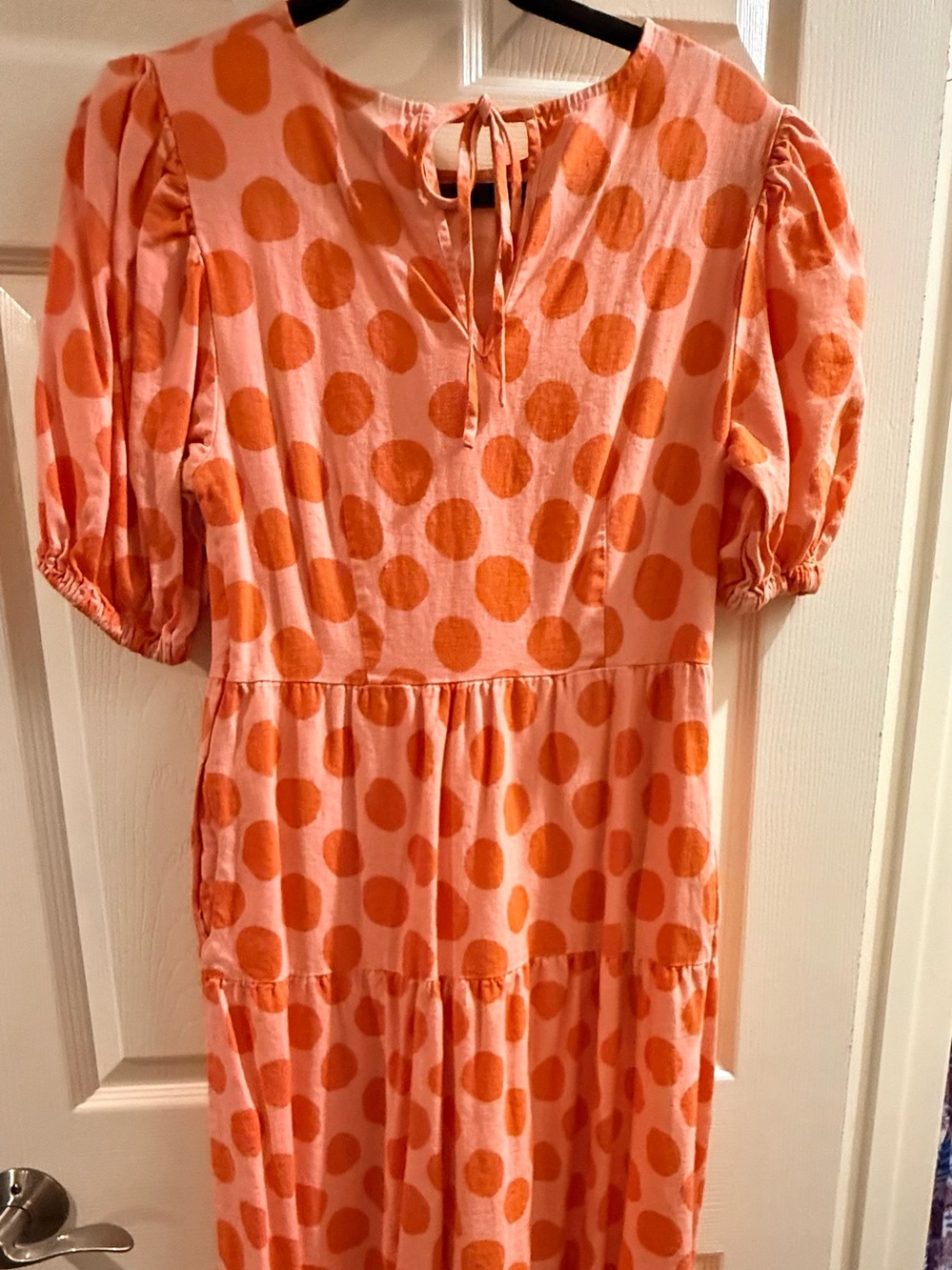 Pink and Orange Polka Dot Tiered Dress